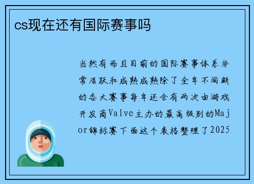 cs现在还有国际赛事吗